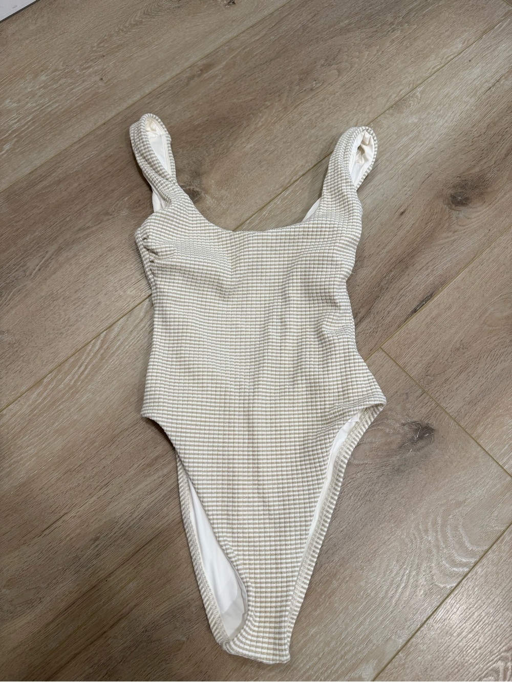 Vitamin A Cream Textured One-Piece Swimsuit worn once